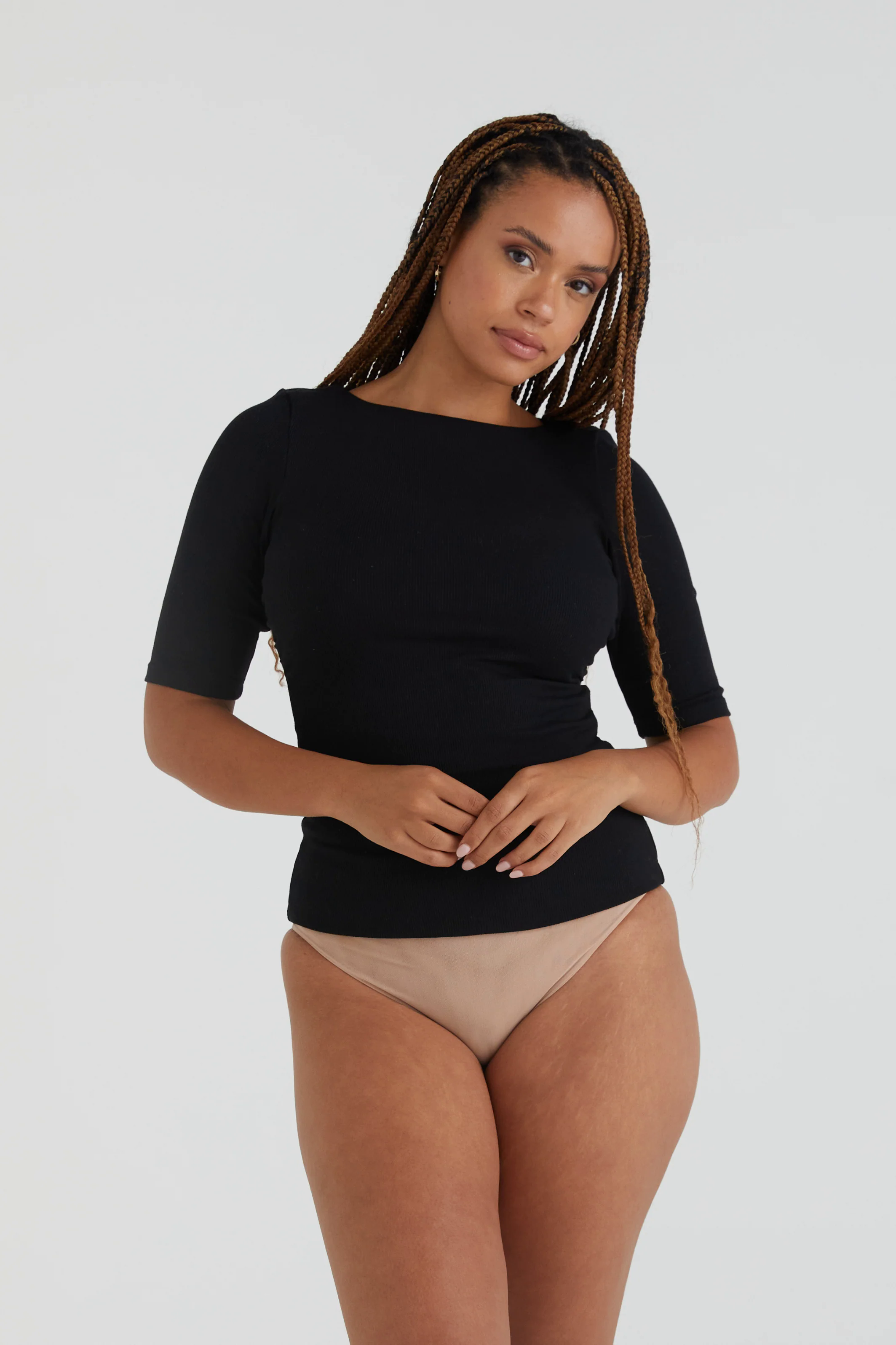 Busty Basics - Boat Neck Half Sleeve