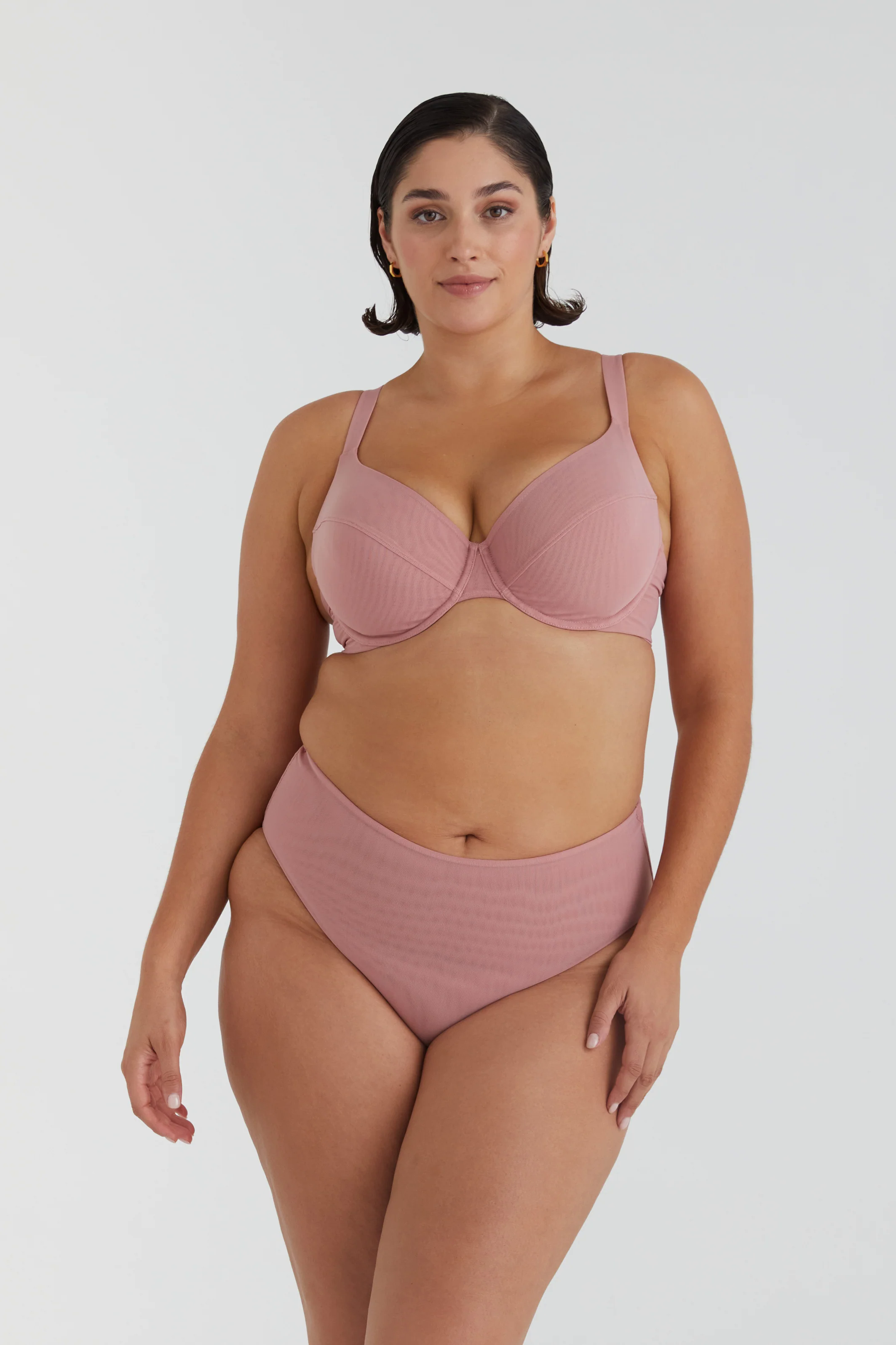 BUSTY BASICS PLUNGE BRA - ROSEWOOD