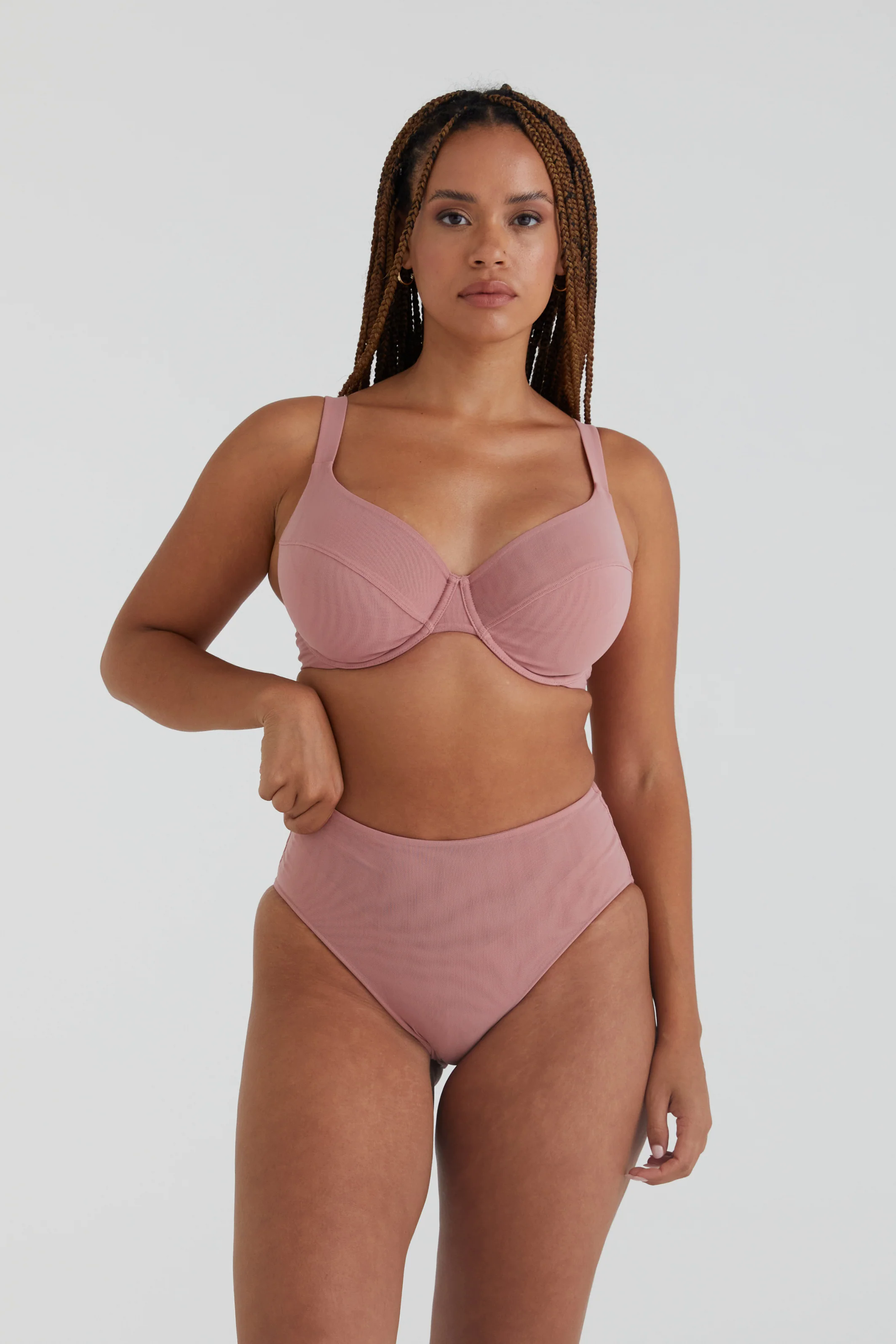 BUSTY BASICS PLUNGE BRA - ROSEWOOD