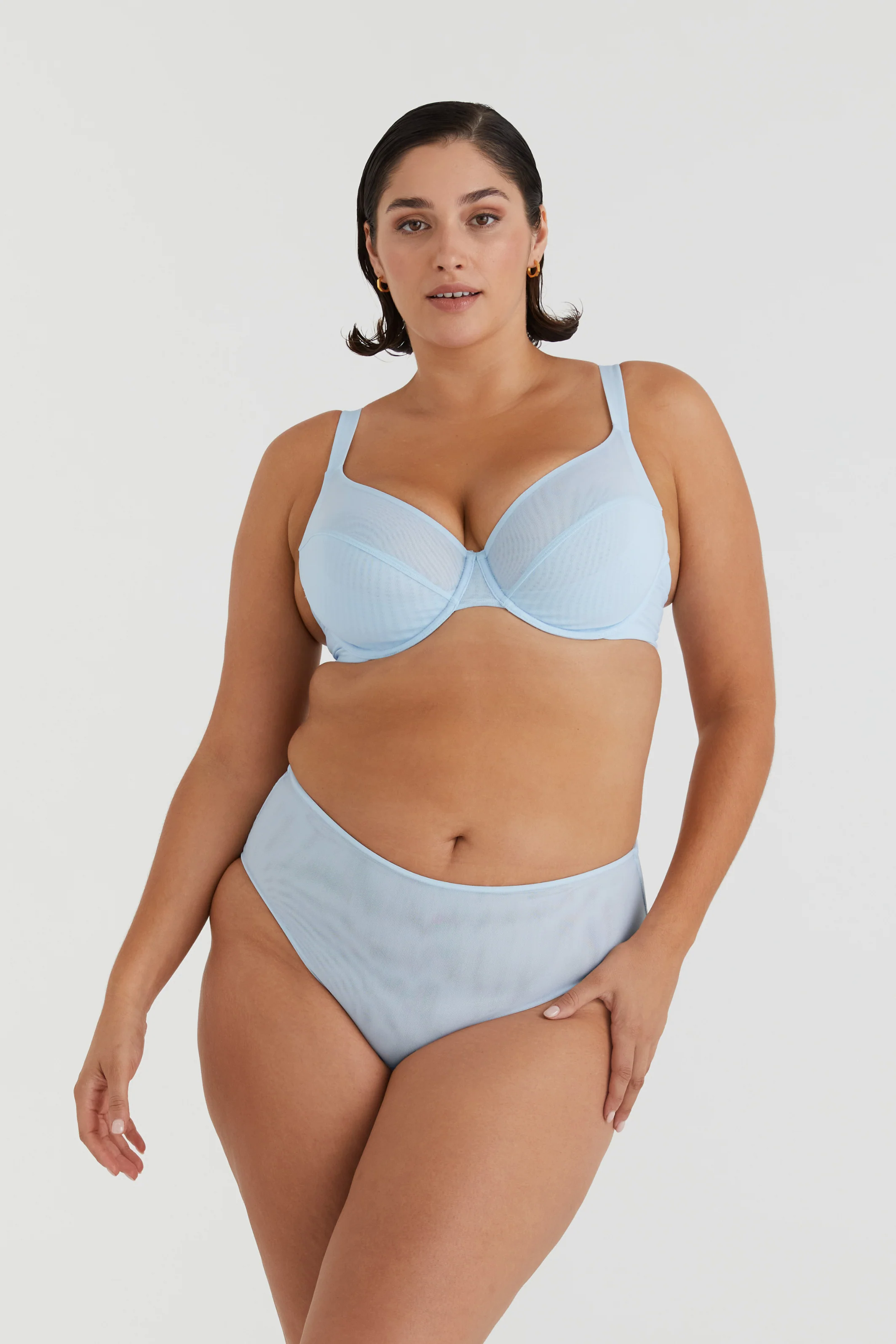 BUSTY BASICS PLUNGE BRA - MIST